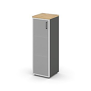 Стайл Проджект SN.STU-206(L) (Антрацит/Тиквуд светлый) Шкаф средний узкий левый (1 средний фасад стекло сатин в раме)