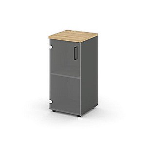 Стайл Проджект SN.STU-302(L) (Антрацит/Тиквуд светлый) Шкаф низкий узкий левый (1 низкий фасад стекло)