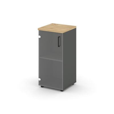 Style Project SN.STU-302(L) (Антрацит/Тиквуд светлый) Шкаф низкий узкий левый (1 низкий фасад стекло)