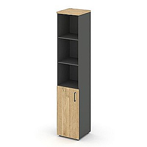 Стайл Проджект SN.STU.E-101(L) (Антрацит/Тиквуд светлый) Шкаф высокий узкий левый (1 низкий фасад ЛДСП)