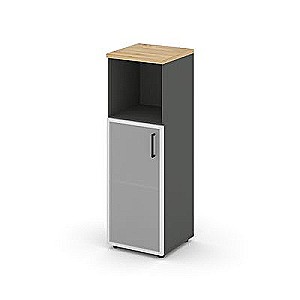 Стайл Проджект SN.STU.E-203(L) (Антрацит/Тиквуд светлый) Шкаф средний узкий левый (1 низкий фасад стекло сатин в раме)