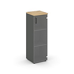 Стайл Проджект SN.STU.E-205(R) (Антрацит/Тиквуд светлый) Шкаф средний узкий правый (1 средний фасад стекло прозрачное)