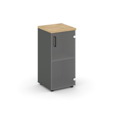 Style Project SN.STU.E-302(R) (Антрацит/Тиквуд светлый) Шкаф низкий узкий правый (1 низкий фасад стекло прозрачное)