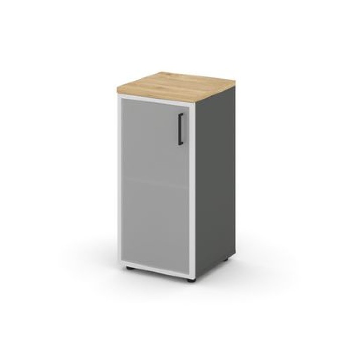 Стайл Проджект SN.STU.E-303(L) (Антрацит/Тиквуд светлый) Шкаф низкий узкий левый (1 низкий фасад стекло сатин в раме)