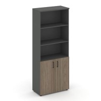 Style Project SN.STS-101 (Антрацит/Вяз благородный) Шкаф высокий широкий (2 низких фасада ЛДСП)