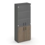 Style Project SN.STS-102 (Антрацит/Вяз благородный) Шкаф высокий широкий (2 низких фасада ЛДСП + 2 средних фасада стекло прозрачное)