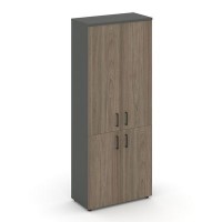 Style Project SN.STS-104 (Антрацит/Вяз благородный) Шкаф высокий широкий (2 низких фасада ЛДСП + 2 средних фасада ЛДСП)