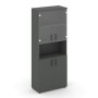 Style Project SN.STS-105 (Антрацит) Шкаф высокий широкий (2 низких фасада ЛДСП + 2 низких фасада стекло прозрачное)