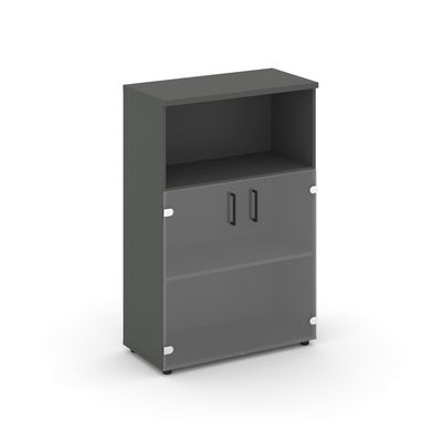 Style Project SN.STS-202 (Антрацит) Шкаф средний широкий (2 низких фасада стекло прозрачное)