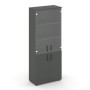 Style Project SN.STS.E-102 (Антрацит) Шкаф высокий широкий (2 низких фасада ЛДСП + 2 средних фасада стекло прозрачное)