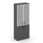 Style Project SN.STS.E-103 (Антрацит) Шкаф высокий широкий (2 низких фасада ЛДСП + 2 средних фасада стекло сатин в раме)