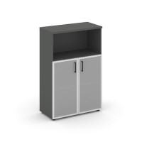 Style Project SN.STS.E-203 (Антрацит) Шкаф средний широкий (2 низких фасада стекло сатин в раме)