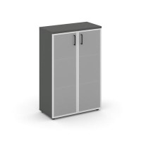 Style Project SN.STS.E-206 (Антрацит) Шкаф средний широкий (2 средних фасада стекло сатин в раме)