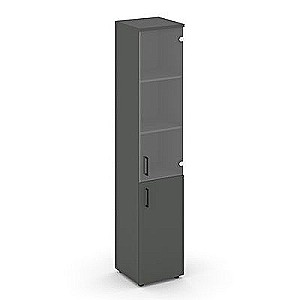 Стайл Проджект SN.STU-102(R) (Антрацит) Шкаф высокий узкий правый (1 низкий фасад ЛДСП + 1 средний фасад стекло прозрачное)