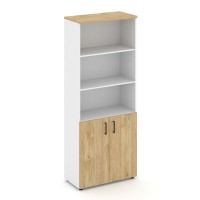 Style Project SN.STS-101 (Белый/Тиквуд светлый) Шкаф высокий широкий (2 низких фасада ЛДСП)