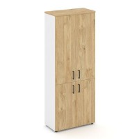 Style Project SN.STS.E-104 (Белый/Тиквуд светлый) Шкаф высокий широкий (2 низких фасада ЛДСП + 2 средних фасада ЛДСП)