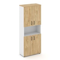 Style Project SN.STS.E-107 (Белый/Тиквуд светлый) Шкаф высокий широкий (4 низких фасада ЛДСП)