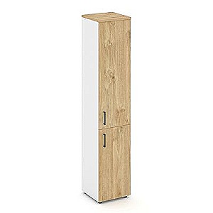 Стайл Проджект SN.STU.E-104(R) (Белый/Тиквуд светлый) Шкаф высокий узкий правый (1 низкий фасад ЛДСП + 1 средний фасад ЛДСП)