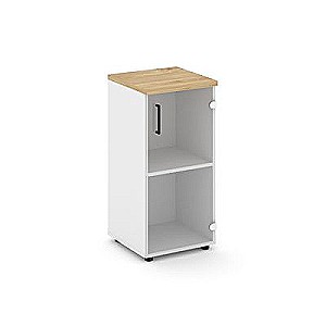 Стайл Проджект SN.STU.E-302(R) (Белый/Тиквуд светлый) Шкаф низкий узкий правый (1 низкий фасад стекло прозрачное)