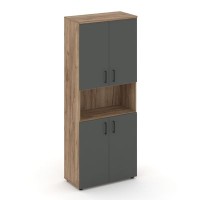 Style Project SN.STS-107 (Дуб табак/Антрацит) Шкаф высокий широкий (4 низких фасада ЛДСП)