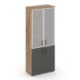 Style Project SN.STS.E-103 (Дуб табак/Антрацит) Шкаф высокий широкий (2 низких фасада ЛДСП + 2 средних фасада стекло сатин в раме)