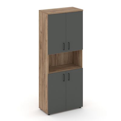 Style Project SN.STS.E-107 (Дуб табак/Антрацит) Шкаф высокий широкий (4 низких фасада ЛДСП)