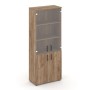 Style Project SN.STS-102 (Дуб табак) Шкаф высокий широкий (2 низких фасада ЛДСП + 2 средних фасада стекло прозрачное)
