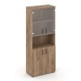 Style Project SN.STS-105 (Дуб табак) Шкаф высокий широкий (2 низких фасада ЛДСП + 2 низких фасада стекло прозрачное)