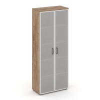 Style Project SN.STS-109 (Дуб табак) Шкаф высокий широкий (2 высоких фасада стекло сатин в раме)