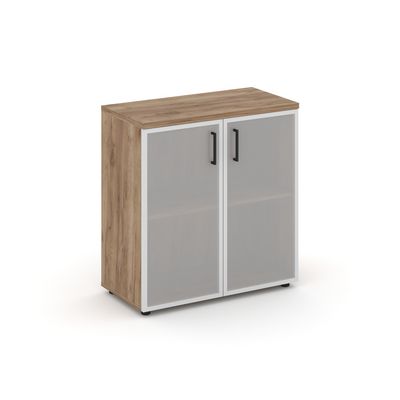 Style Project SN.STS-303 (Дуб табак) Шкаф низкий широкий (2 низких фасада стекло сатин в раме)