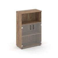 Style Project SN.STS.E-202 (Дуб табак) Шкаф средний широкий (2 низких фасада стекло прозрачное)