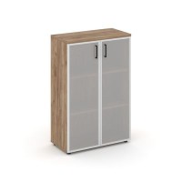 Style Project SN.STS.E-206 (Дуб табак) Шкаф средний широкий (2 средних фасада стекло сатин в раме)