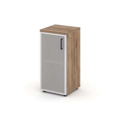 Style Project SN.STU.E-303(L) (Дуб табак) Шкаф низкий узкий левый (1 низкий фасад стекло сатин в раме)