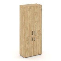 Style Project SN.STS-104 (Тиквуд светлый) Шкаф высокий широкий (2 низких фасада ЛДСП + 2 средних фасада ЛДСП)