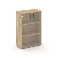 Style Project SN.STS-205 (Тиквуд светлый) Шкаф средний широкий (2 средних фасада стекло прозрачное)