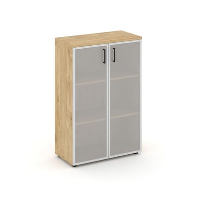 Style Project SN.STS-206 (Тиквуд светлый) Шкаф средний широкий (2 средних фасада стекло сатин в раме)