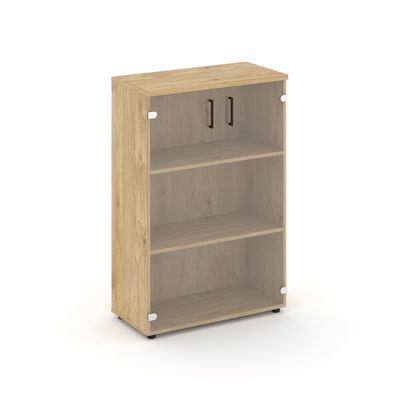 Style Project SN.STS.E-205 (Тиквуд светлый) Шкаф средний широкий (2 средних фасада стекло прозрачное)