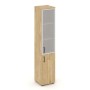 Style Project SN.STU-103(R) (Тиквуд светлый) Шкаф высокий узкий правый (1 низкий фасад ЛДСП + 1 средний фасад стекло сатин в раме)