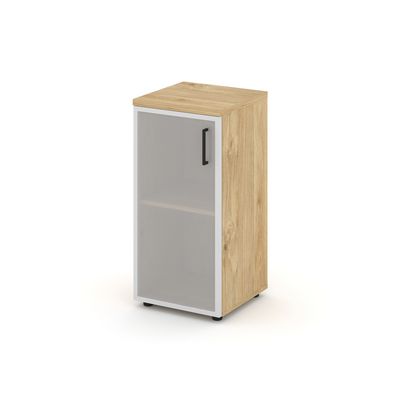 Style Project SN.STU-303(L) (Тиквуд светлый) Шкаф низкий узкий левый (1 низкий фасад стекло сатин в раме)