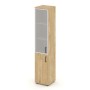 Style Project SN.STU.E-103(L) (Тиквуд светлый) Шкаф высокий узкий левый (1 низкий фасад ЛДСП + 1 средний фасад стекло сатин в раме)