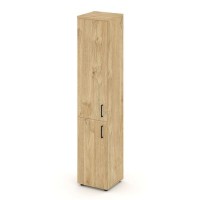 Style Project SN.STU.E-104(L) (Тиквуд светлый) Шкаф высокий узкий левый (1 низкий фасад ЛДСП + 1 средний фасад ЛДСП)