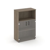 Style Project SN.STS-202 (Вяз благородный) Шкаф средний широкий (2 низких фасада стекло прозрачное)