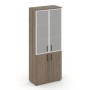 Style Project SN.STS.E-103 (Вяз благородный) Шкаф высокий широкий (2 низких фасада ЛДСП + 2 средних фасада стекло сатин в раме)