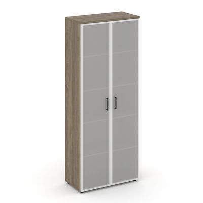 Style Project SN.STS.E-109 (Вяз благородный) Шкаф высокий широкий (2 высоких фасада стекло сатин в раме)