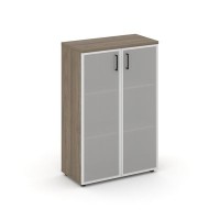 Style Project SN.STS.E-206 (Вяз благородный) Шкаф средний широкий (2 средних фасада стекло сатин в раме)