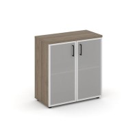 Style Project SN.STS.E-303 (Вяз благородный) Шкаф низкий широкий (2 низких фасада стекло сатин в раме)