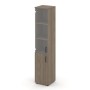 Style Project SN.STU-102(L) (Вяз благородный) Шкаф высокий узкий левый (1 низкий фасад ЛДСП + 1 средний фасад стекло прозрачное)