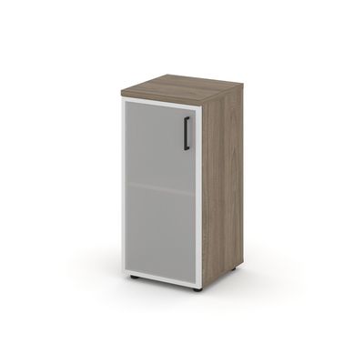 Style Project SN.STU.E-303(L) (Вяз благородный) Шкаф низкий узкий левый (1 низкий фасад стекло сатин в раме)