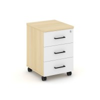 Style Project SN.TM-002 (Акация лорка/Белый) Тумба мобильная 3 ящика. Стандартные колеса