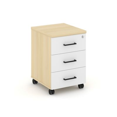 Style Project SN.TM-002 (Акация лорка/Белый) Тумба мобильная 3 ящика. Стандартные колеса